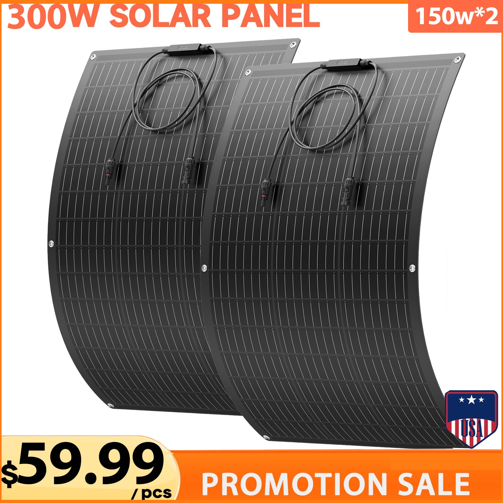 12V 300W Flexible Solar Panel Mono Portable Power Camping Home RV Battery Charge