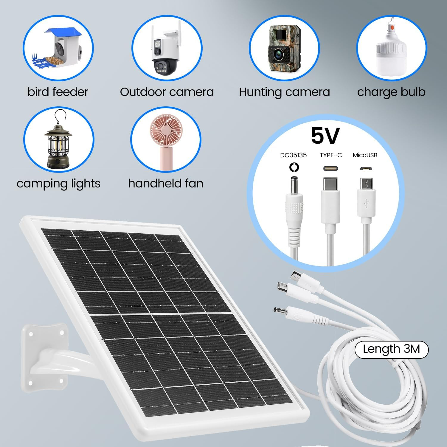 Solar Panel Built-In Battery 12000Mah with Micro USB & Type-C & Port and DC35135