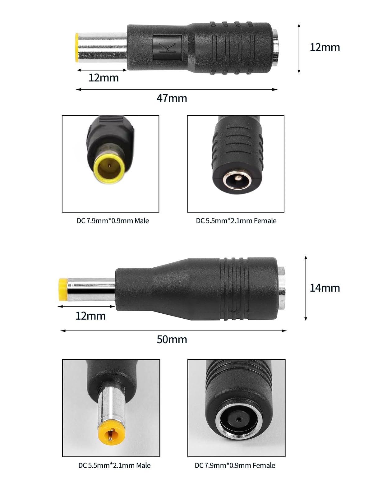 DC Power Plug Connectors 8mm DC 7909 Male to DC 5.5mm x 2.1mm Female Adapter …