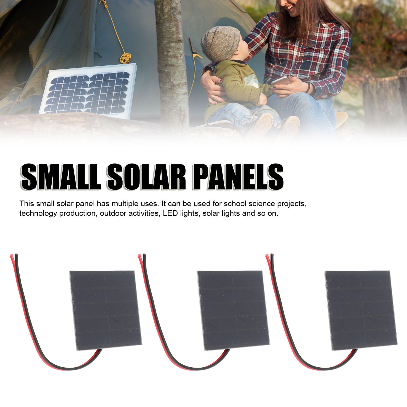 ˜3 Set Small Solar Panels Professional 1W Monocrystalline Silicon High Effici
