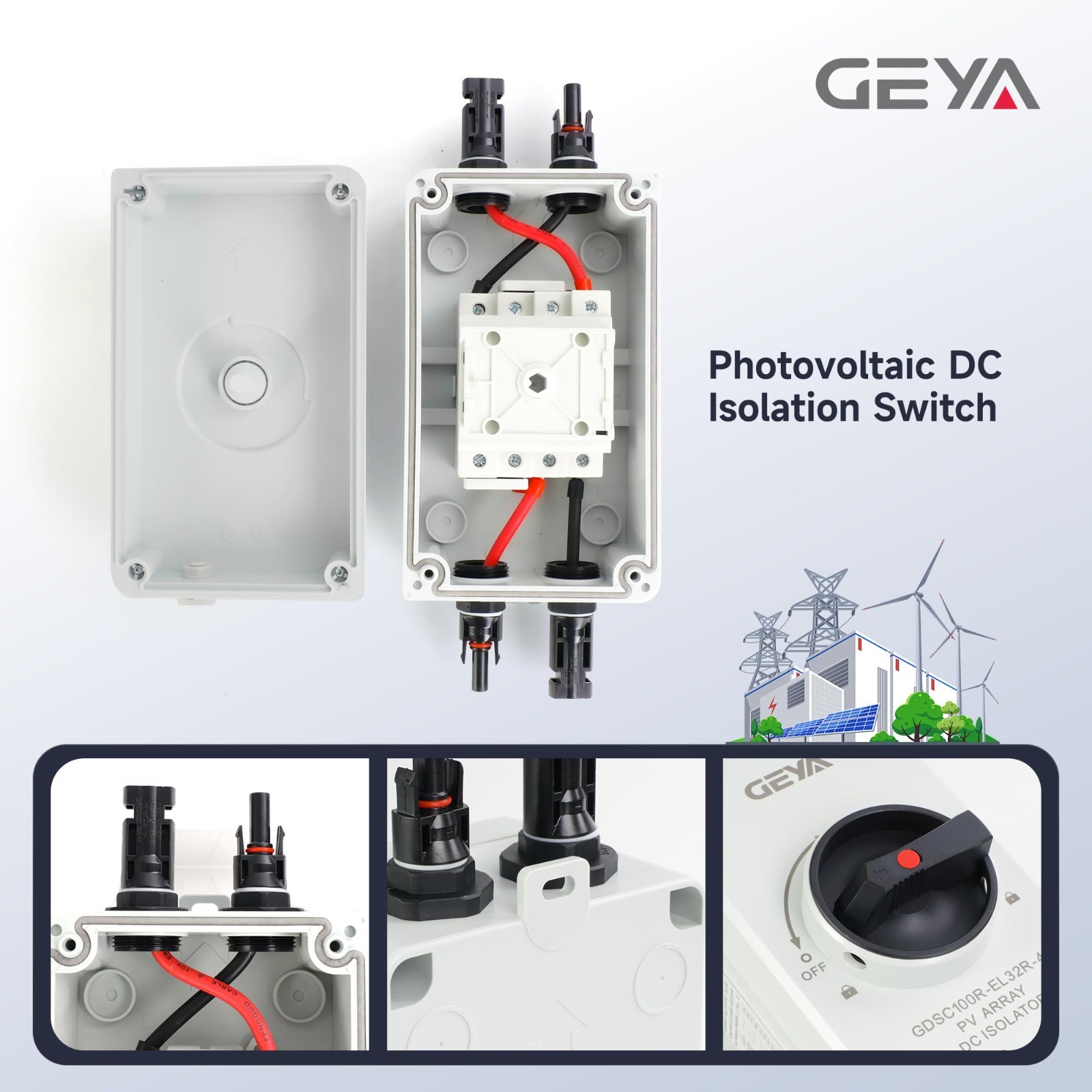 32A DC 1200V Solar Disconnect Switch Isolator IP66 Waterproof for PV Systems