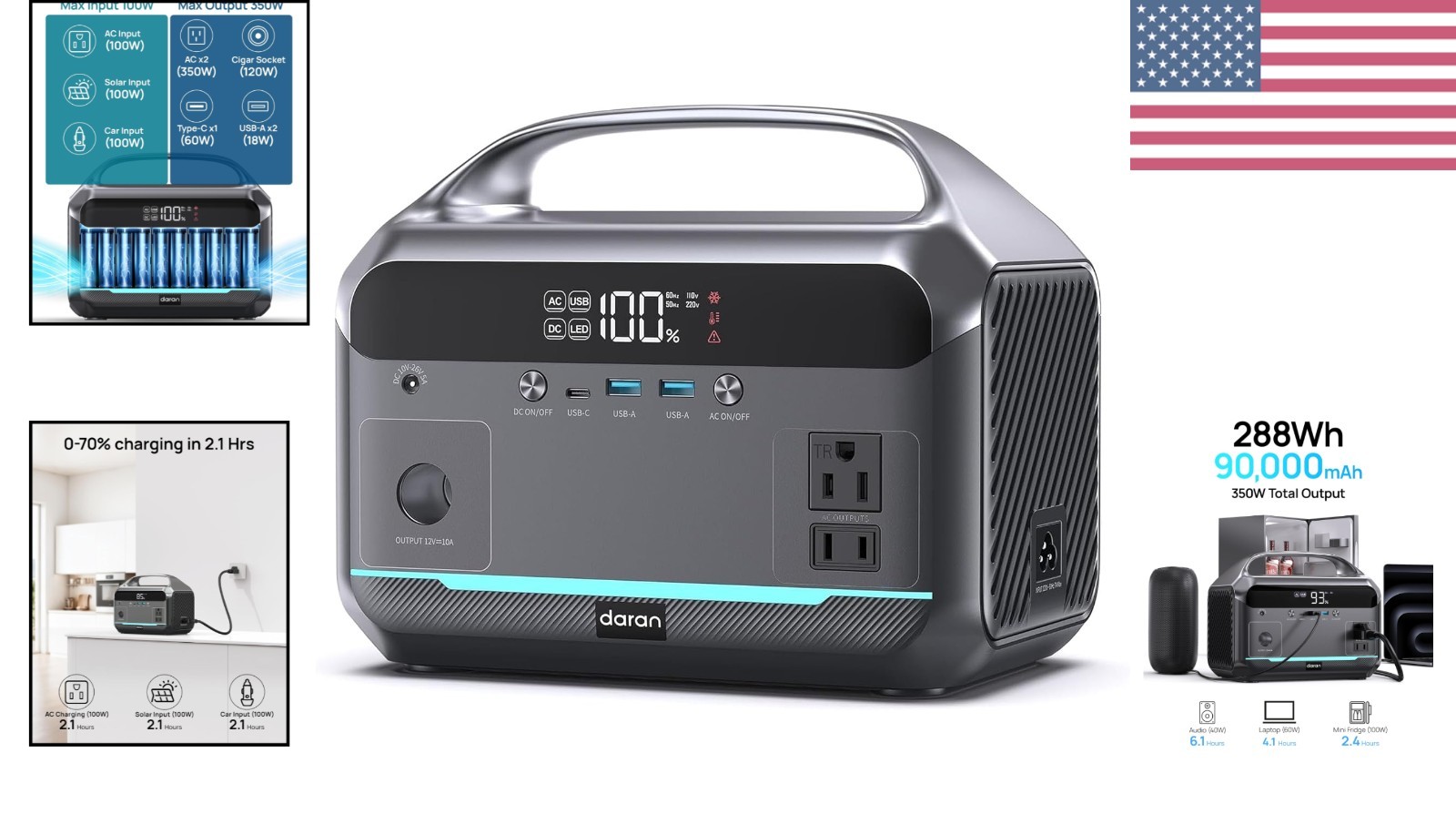 288Wh Solar Generator – Lightweight 8.2LB Power Bank for Camping and Emergencies