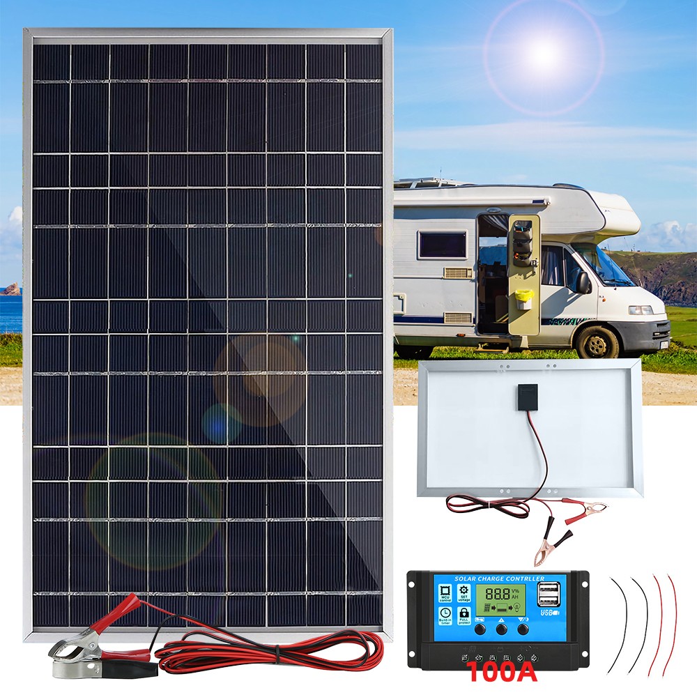 30W Solar Panel 12V Battery Charger Kit 100A Controller Maintainer Boat Car RV