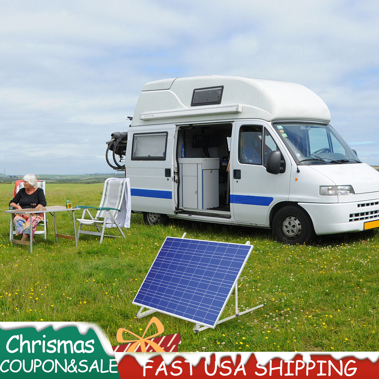 41”/45” Solar Panel RV Tilt Mount Brackets Roof Flat Surface Adjustable Frame US