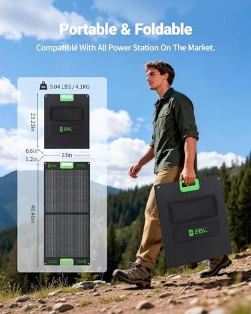 Solar Panel 100W Portable Solar Panel for 300/500/1000 Power Station | Black