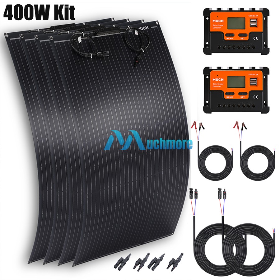 18V 400W Flexible Mono Solar Panel w/ Controller Home RV Battery Charge Off-Grid