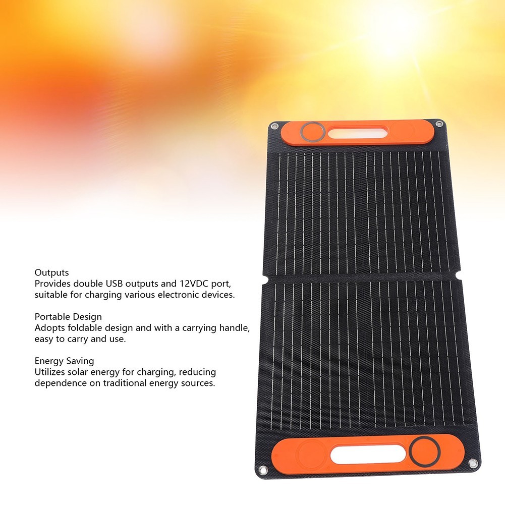 Portable Folding 80W Solar Panel Kit with Dual USB and 12V Battery Output