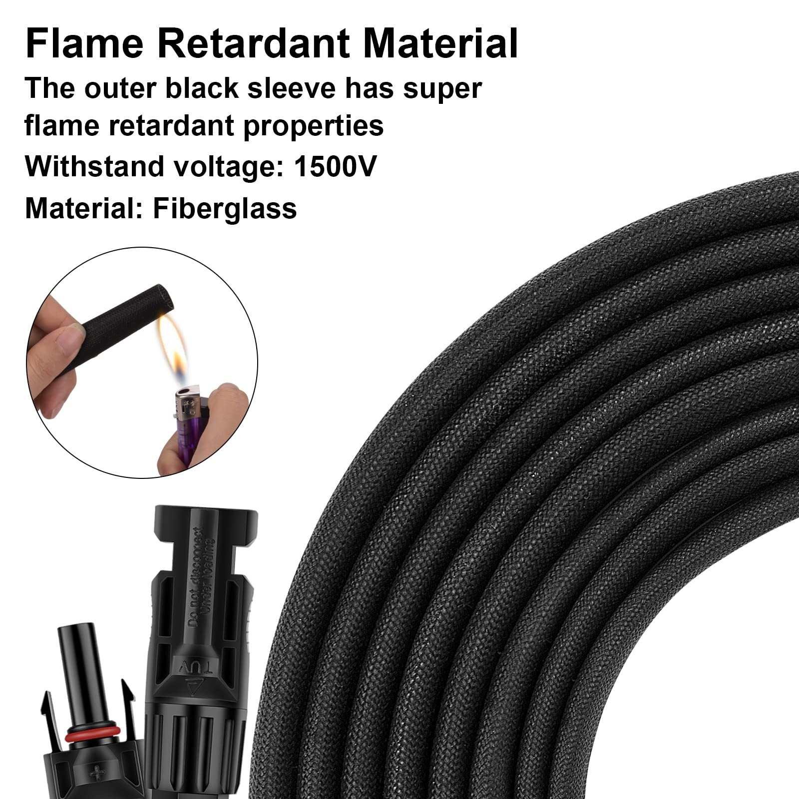 20FT 12AWG Solar Panel Extension Cable with Female and Male Connectors, Solar…