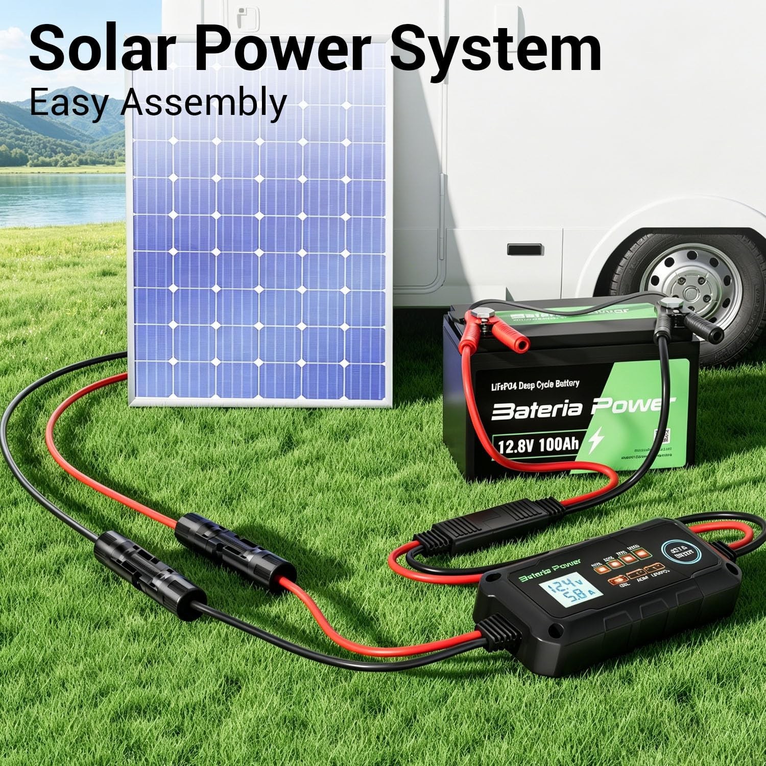 30FT 10AWG Solar Panel Extension Cable with Waterproof Connectors for RV & Solar