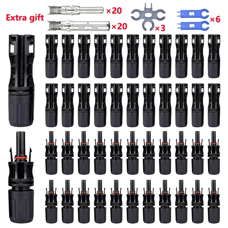 Photovoltaic Solar Connector Kit 1000V 30A for PV/MC Cable 10-400 Pcs
