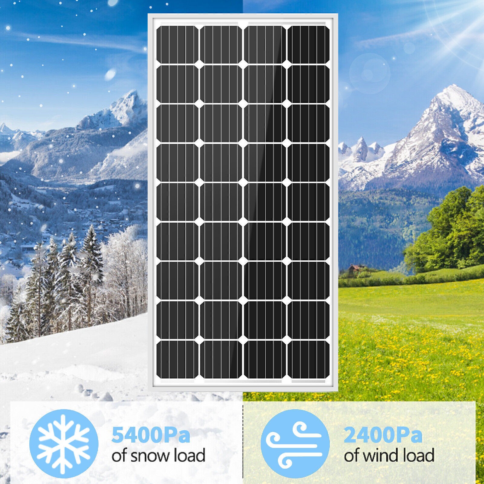 200W Watt Mono Solar Panel 12V charge Off-Grid Battery Power for RV Home Boat