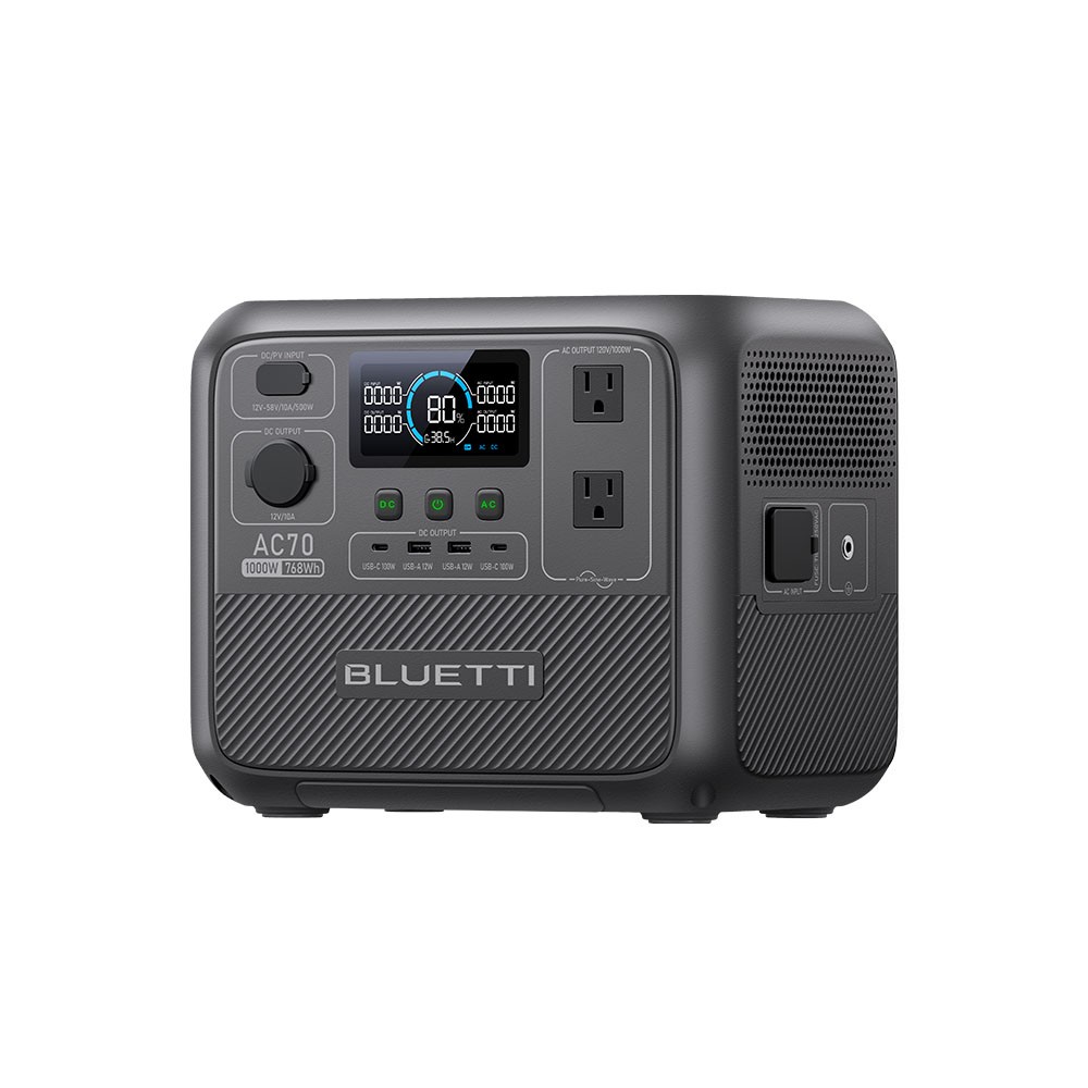 BLUETTI AC70 1000W 768Wh Portable Power Station Solar Generator for Outdoors