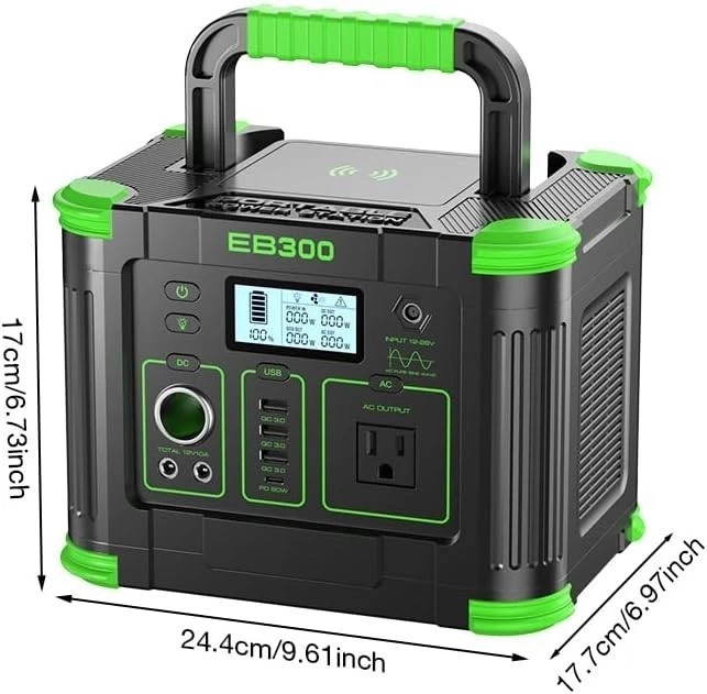 288Wh Lithium Battery Power Station with 600W Peak – Fast Charging & Solar Ready