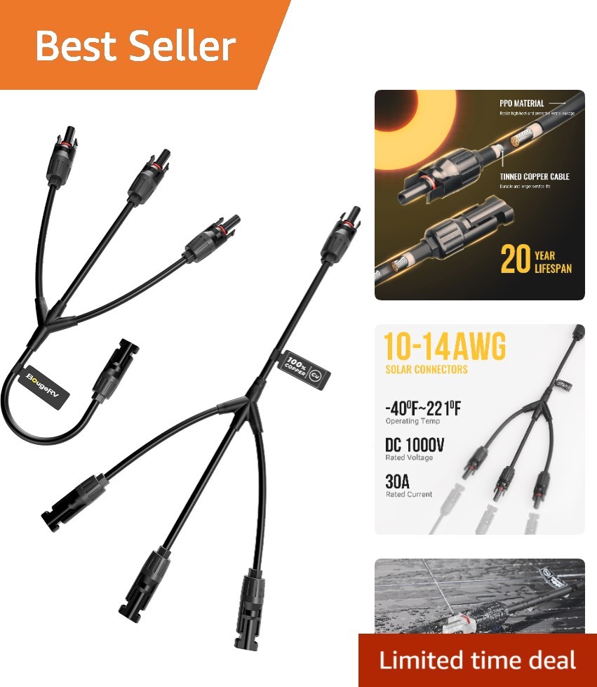 Universal Waterproof Solar Y Connectors: Maximum 30A for Rugged Environments