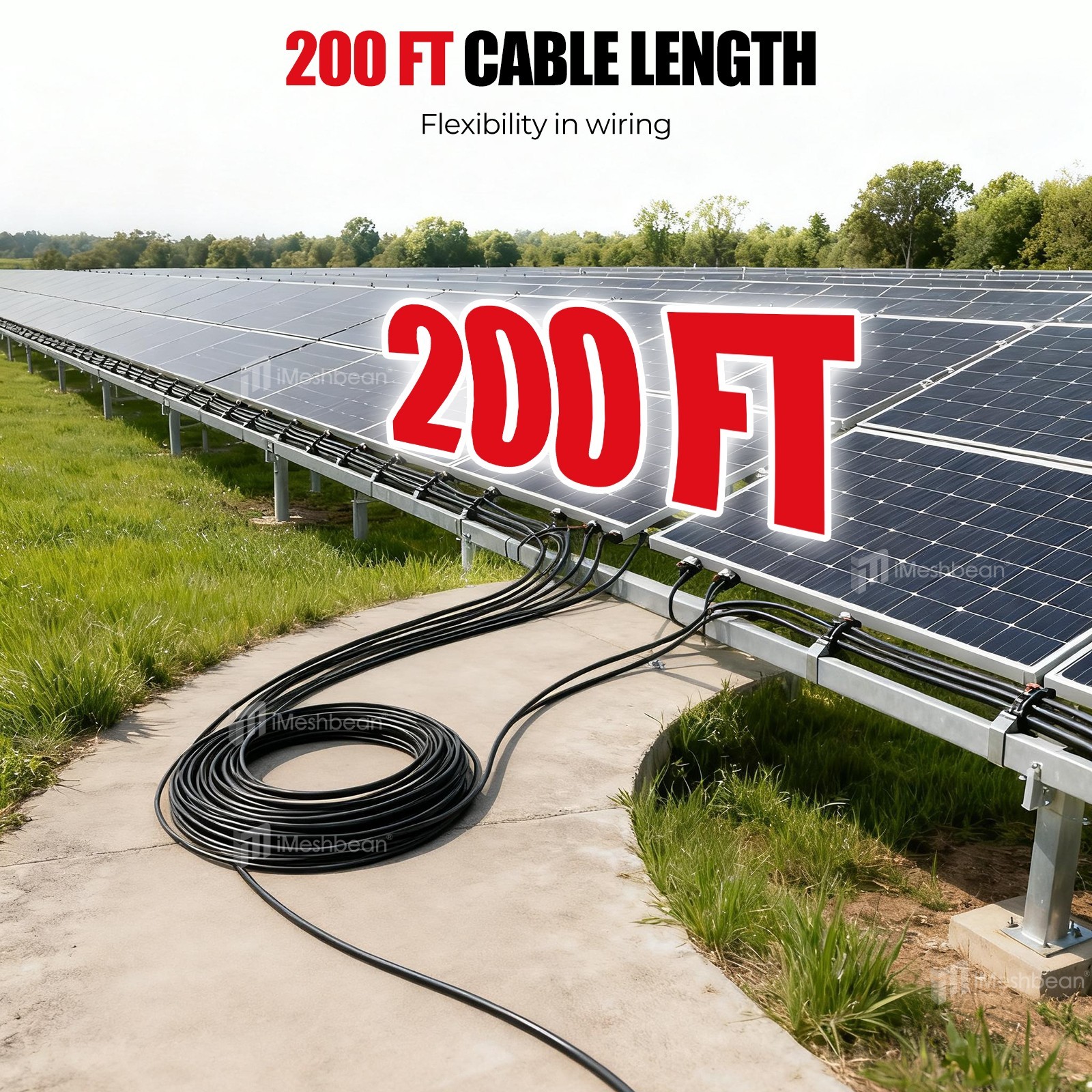 10AWG 200FT Black Solar Panel Extension Cable Female & Male Solar Connector 6mm²