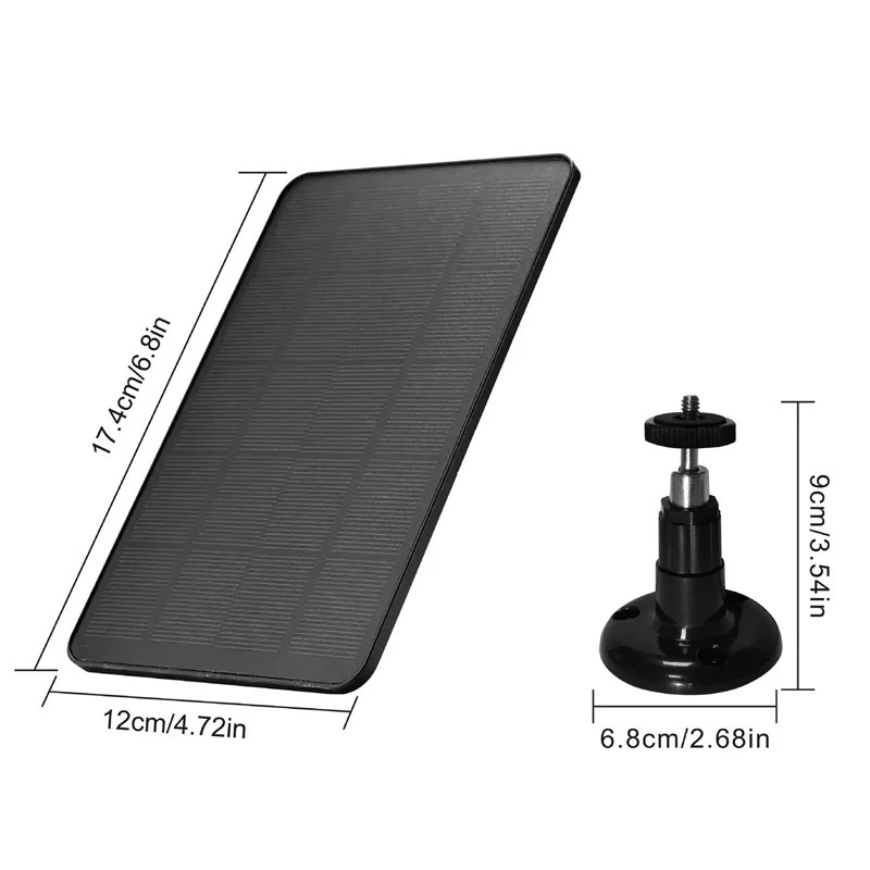 10W Solar Charger for Doorbells and IP Cameras Type-C Output High Efficiency