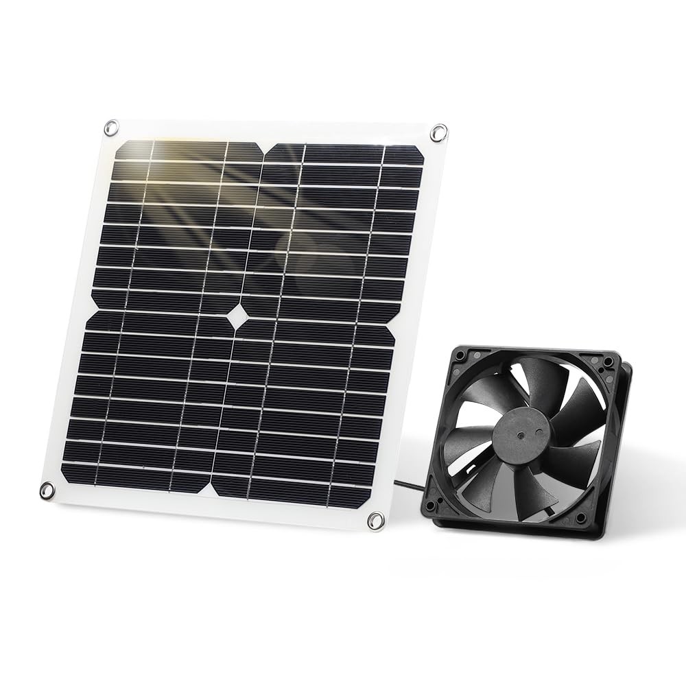 12W Solar Panel Fan Kit for Chicken Coops, Greenhouses, Sheds, Pet Houses