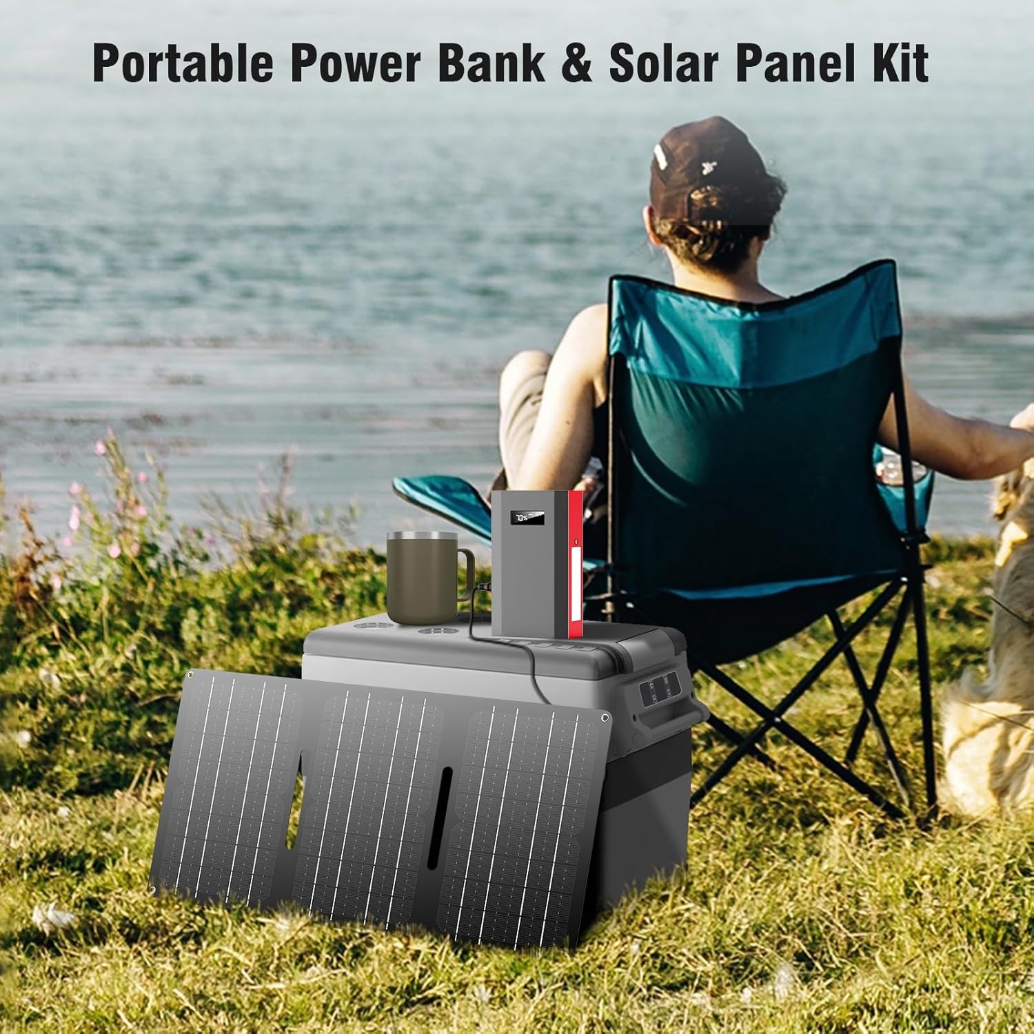 65W AC DC Portable Power Bank Fast Charger Mini Generator & 30W Solar Panel Kit