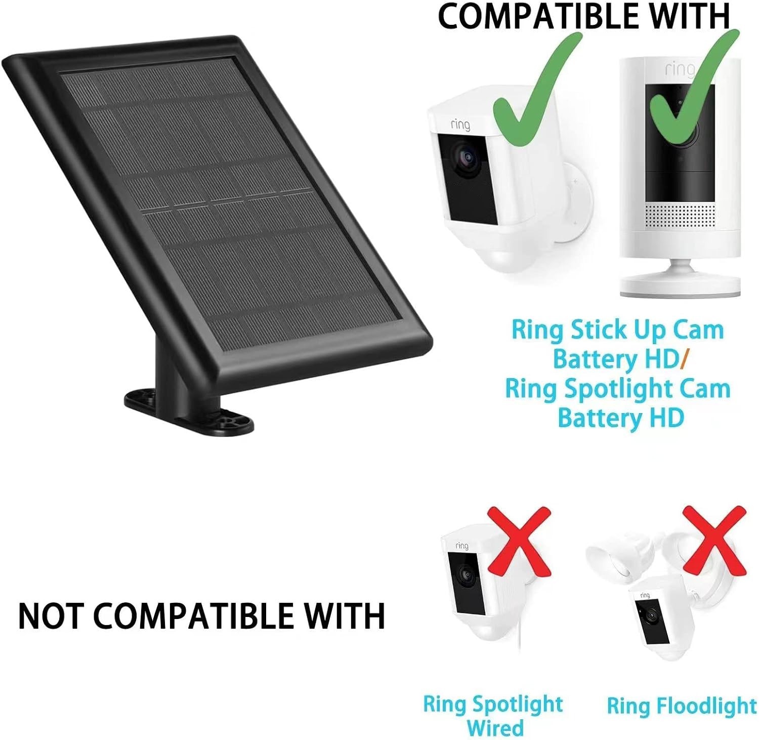 BUNDLE! (2) Solar Panels for Ring Spotlight / Stick Up Cam / Reolink Argus Pro