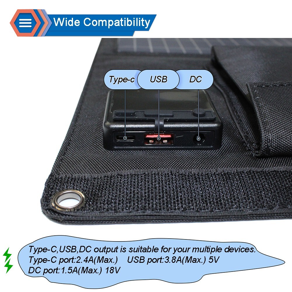 5V 18V DC 28W/ 21W Portable Foldable Solar Panel Dual USB Phone Charger