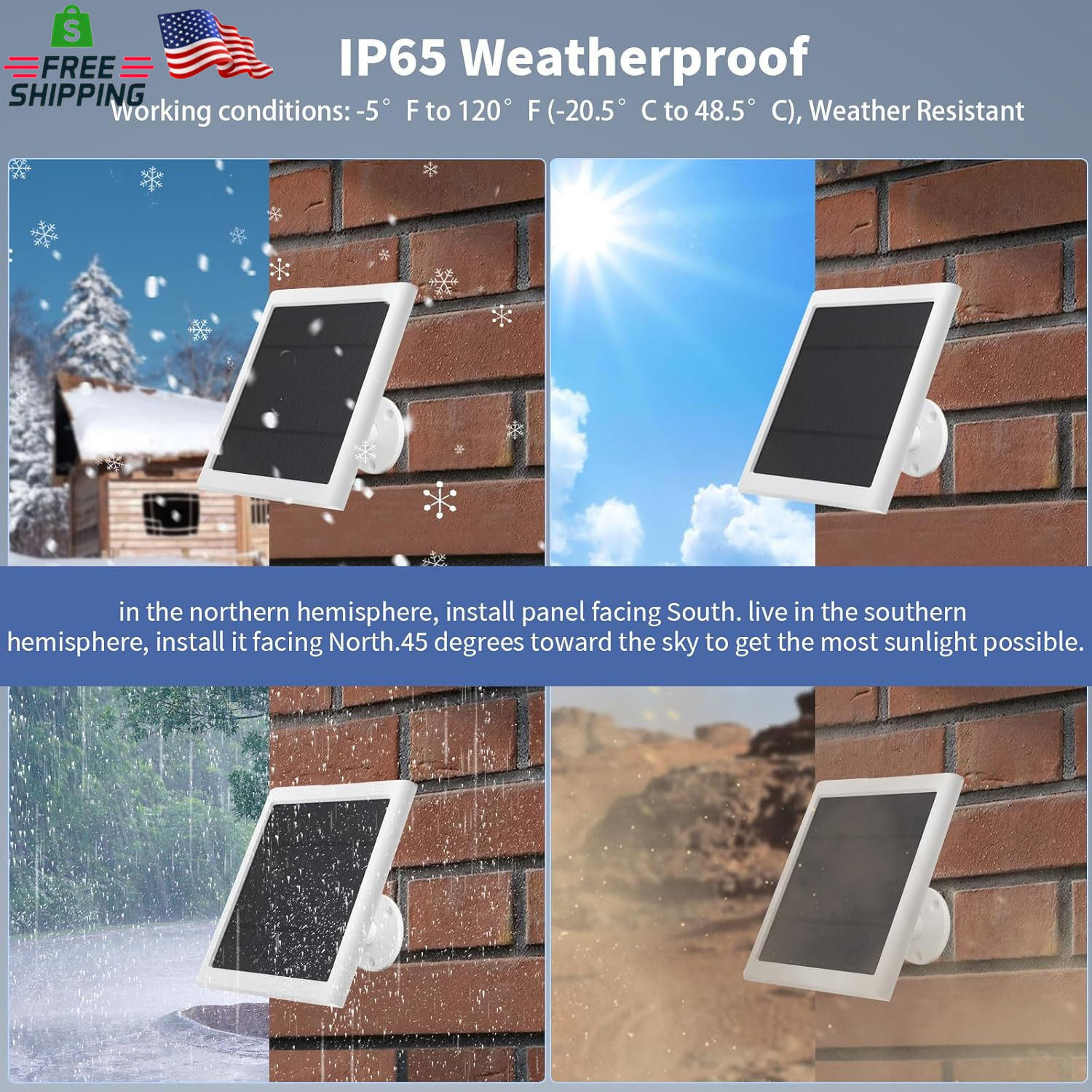 Solar Panel for Ring Camera(2Nd Generation), 2 Pack 5W Solar Panel with 10FT/3M