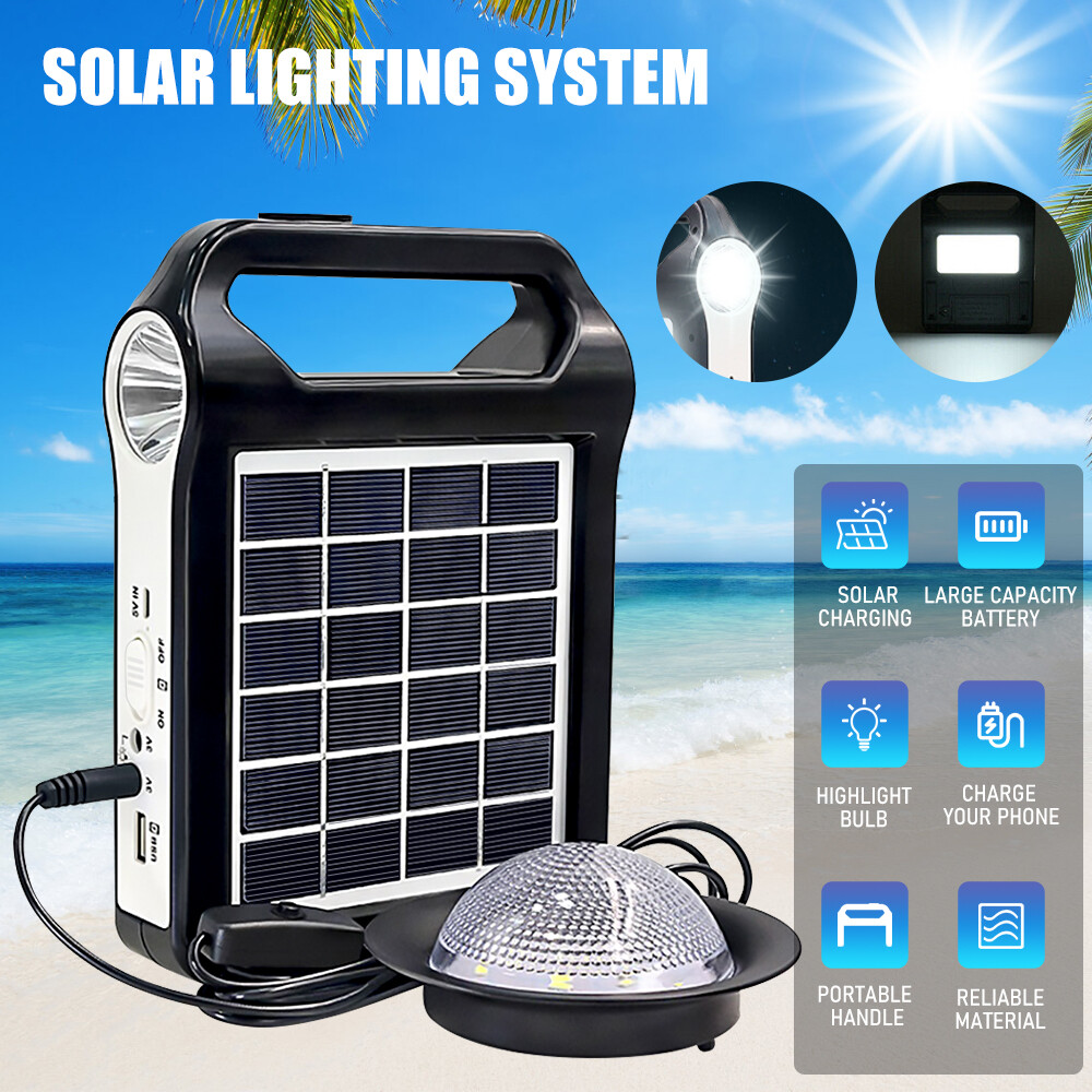 Portable Solar Generator 6V 2W Solar Panel Power Storage Generator Home System