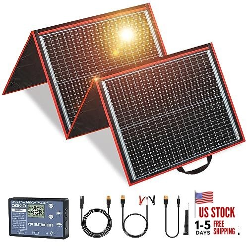 150W Portable Foldable Solar Panel Kit (20x21in, 7.3lb), with Separate 160W
