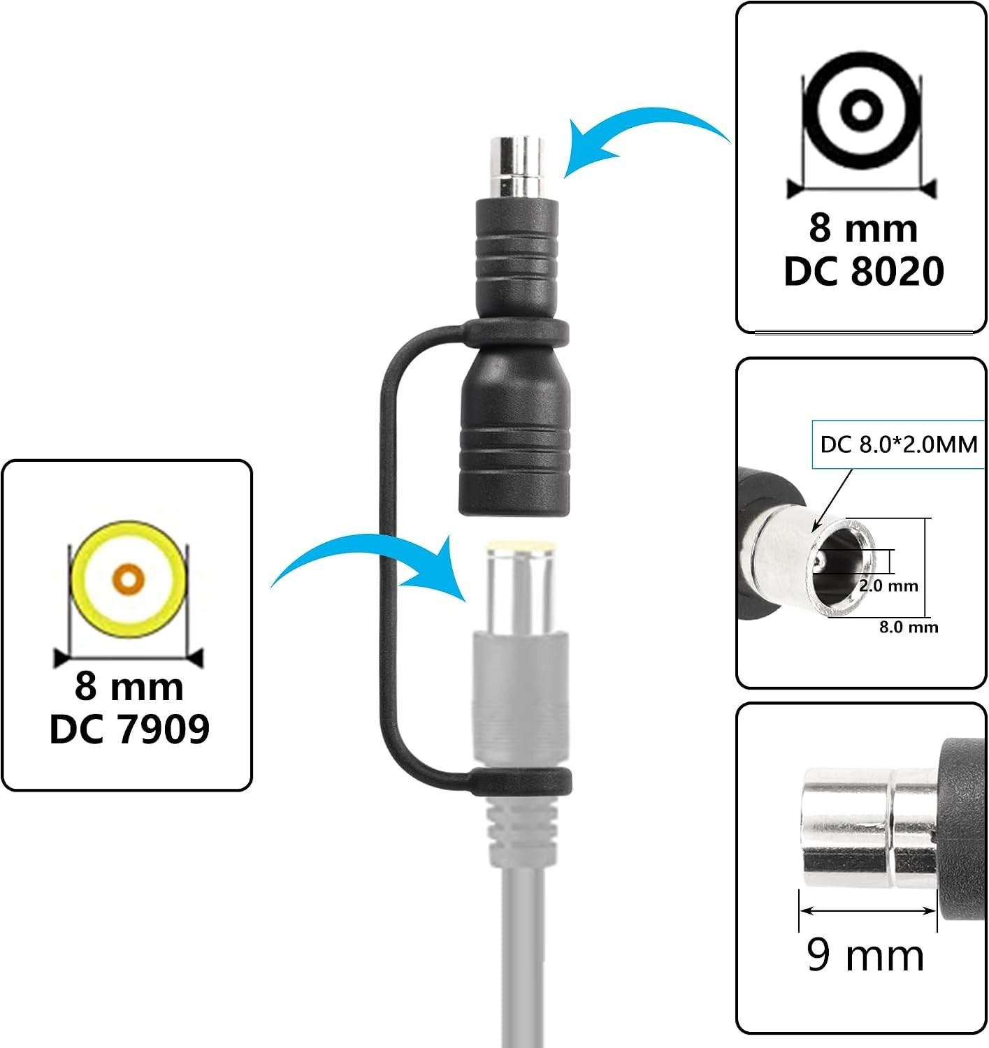 DC7909 Female to DC8020 Male Adapter for Solar Power Station Explorer