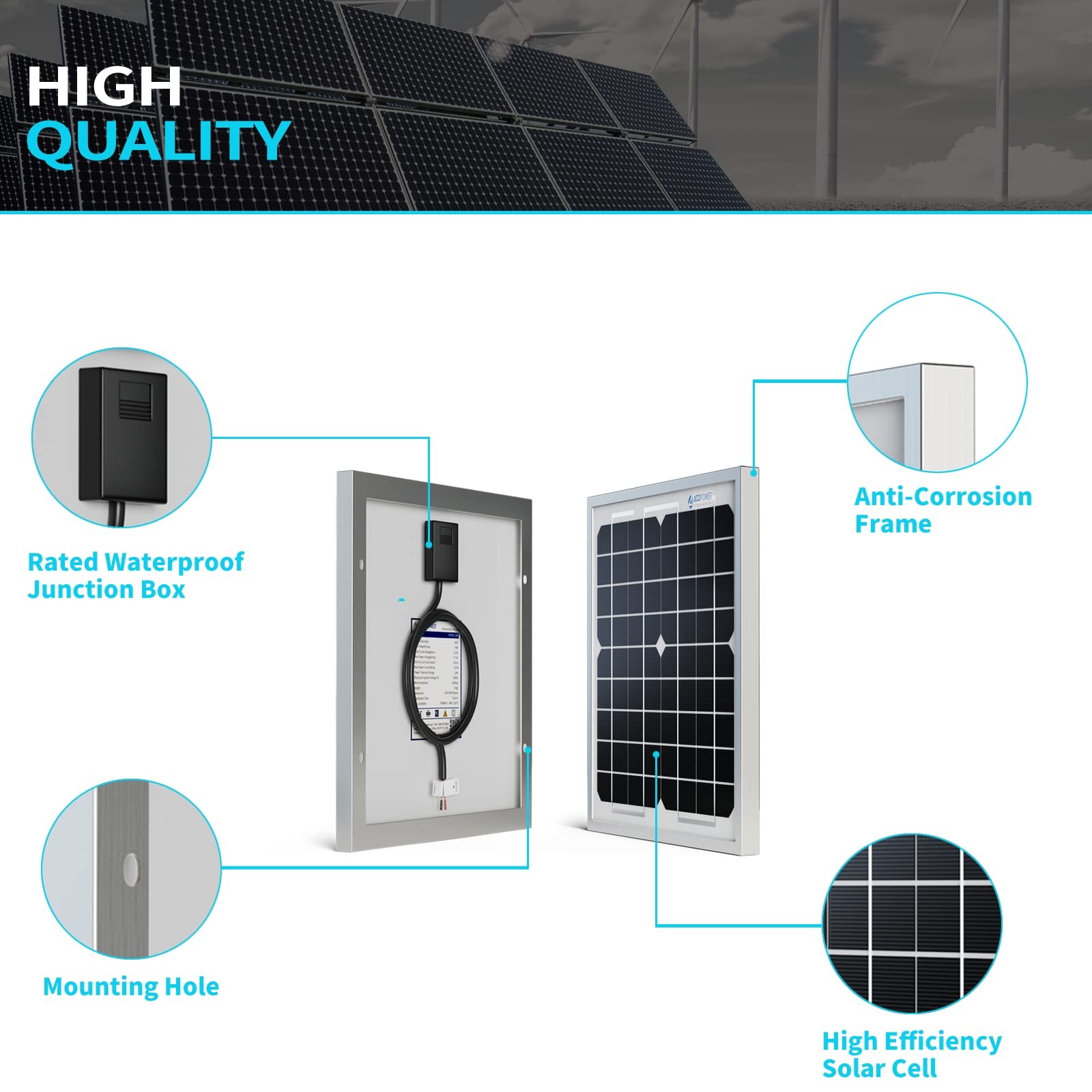 5W-Solar-Battery-Trickle-Charger-Maintainer 12V-Solar-Panel -Charger Waterpro…