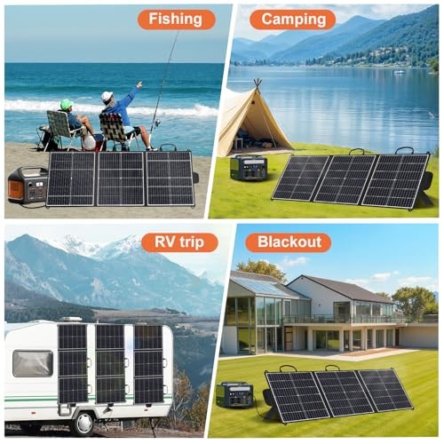 100W Portable Solar Panel, 20V Foldable Charger with USB-A QC3.0 and Mono 100W