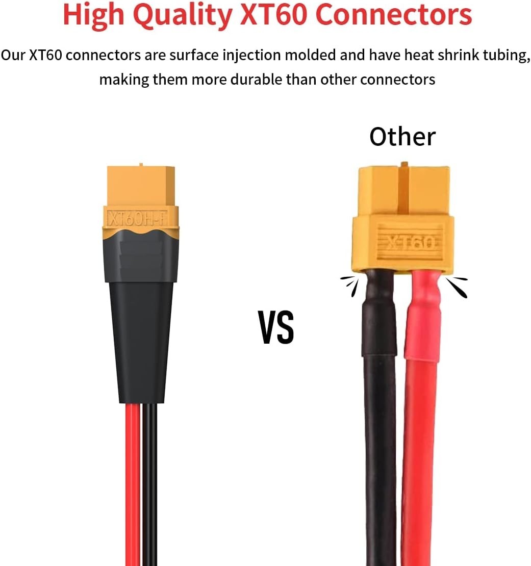 10AWG 2FT XT60 Male to Female Connector for RC & Solar Applications