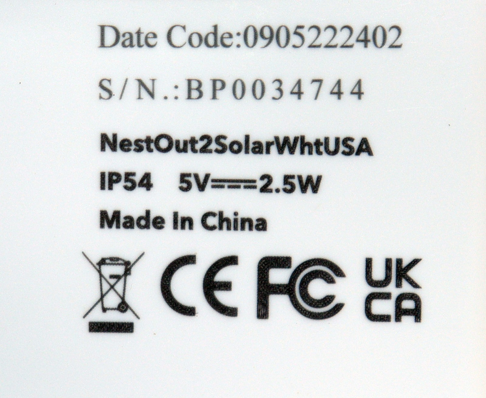 Wasserstein NestOut2SolarWhtUSA 2.5Watt Solar Panel for Nest Cam