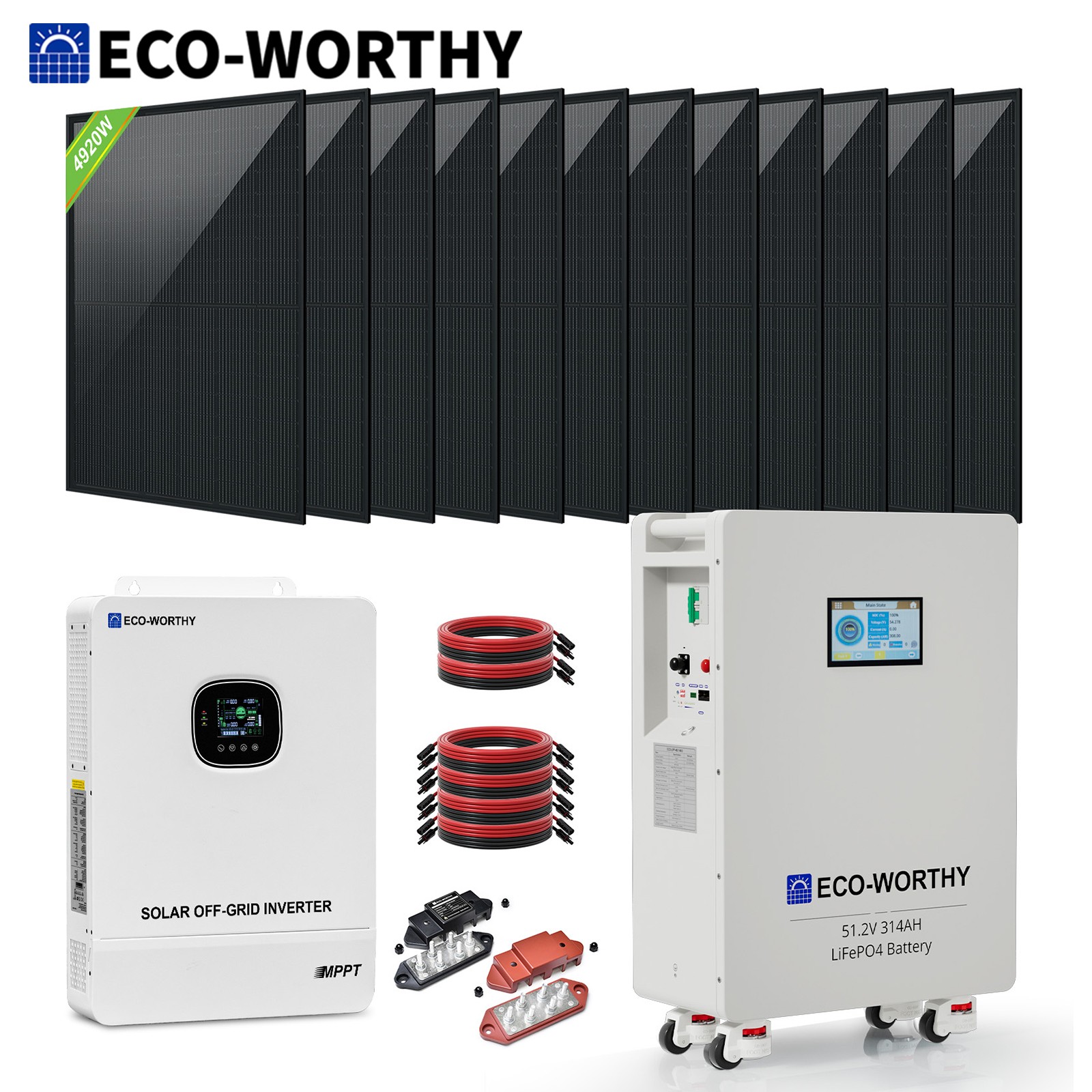 ECO-WORTHY 10KW Output 16.07KWH Off Grid Solar System Complete Kit for Home