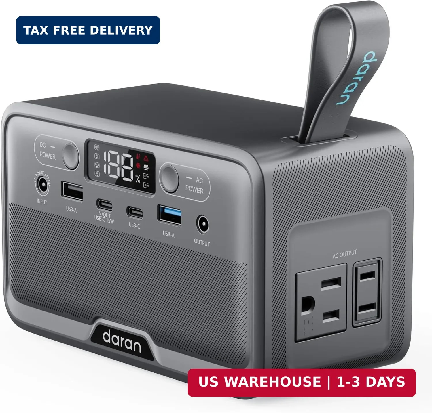 DARAN Portable Power Station 89.6Wh LiFePO4 Battery 100W(200W Peak) Solar Power