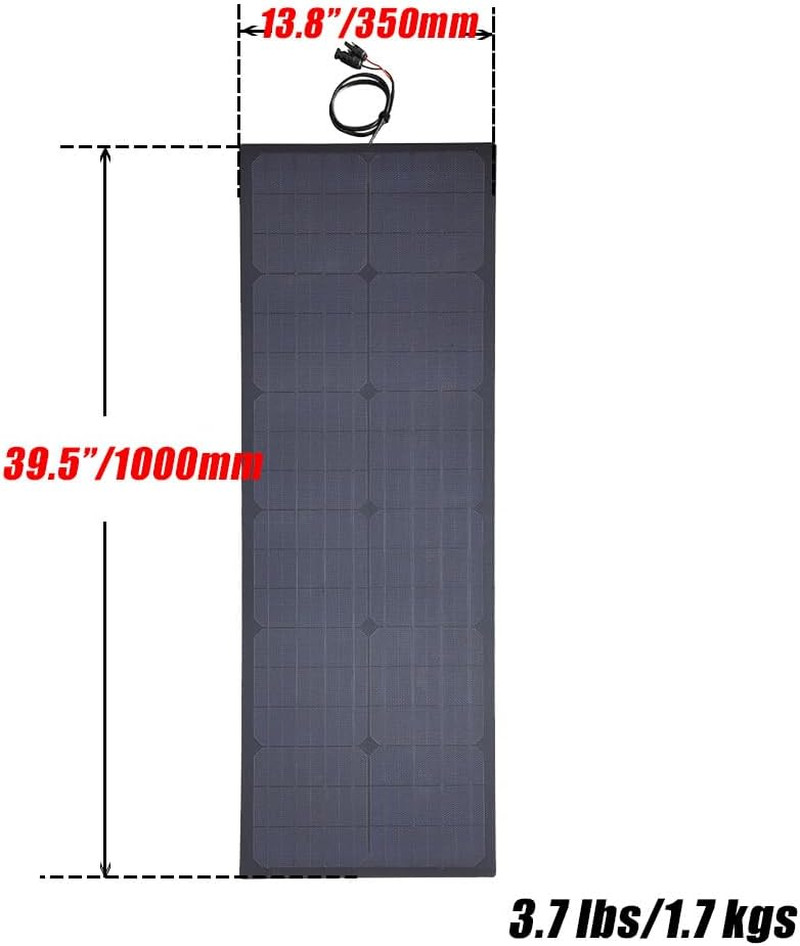 55W 12V ETFE Black Flexible Solar Panel, with Solar Cable on Back Side, PERC Mon