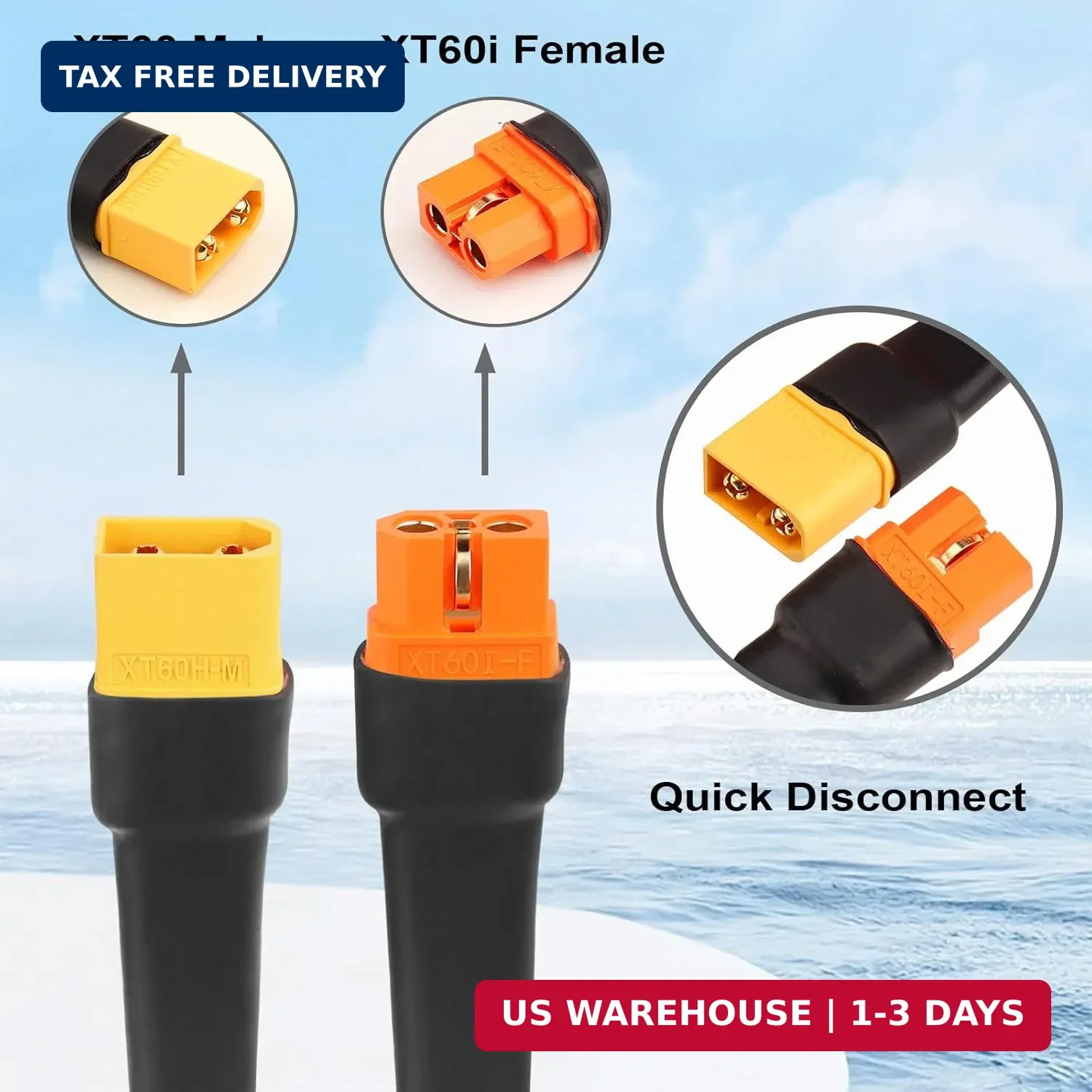 MOOKEERF XT60i to XT60 Extension Cable 10AWG 3FT XT60i Female to XT60 Male Conne