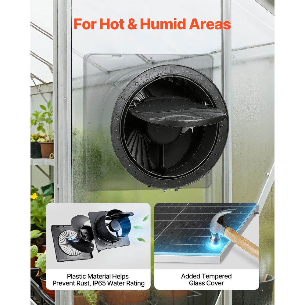 25W Solar Powered Fan 220 CFM Airflow 2030 RPM High Speed Adjustable Panel