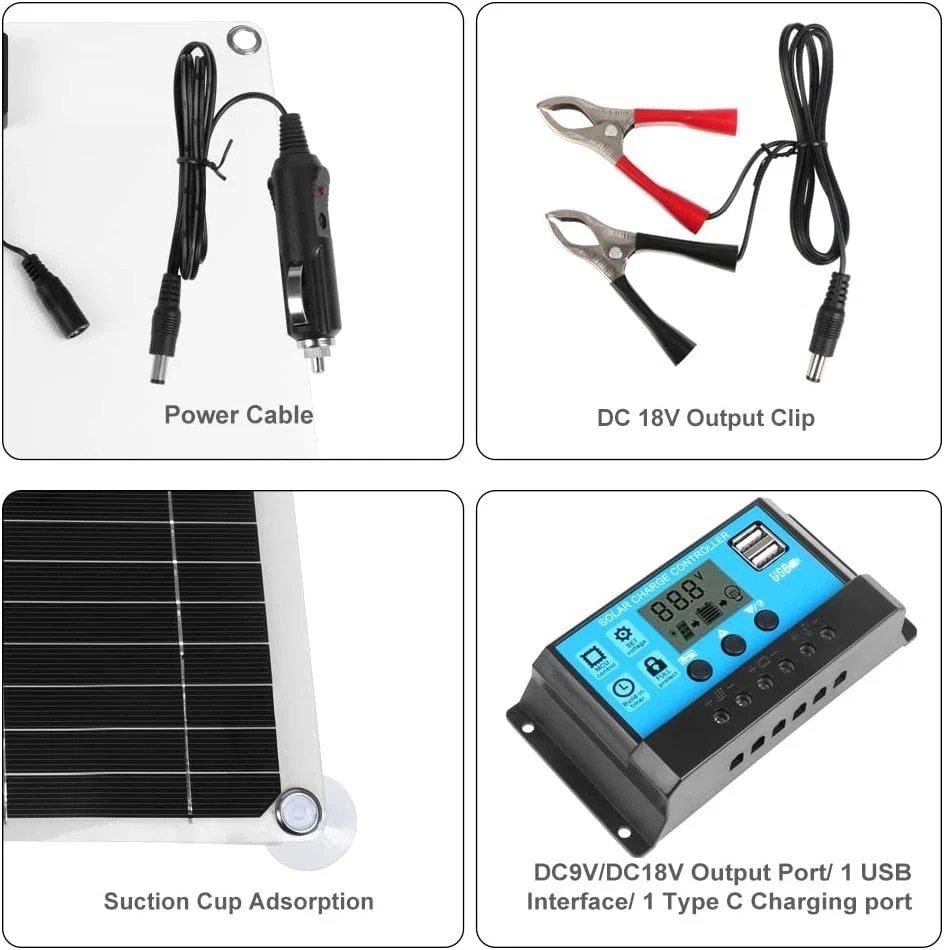 Versatile 200W Solar Panel Kit with LCD Display – Perfect for Outdoor Adventures