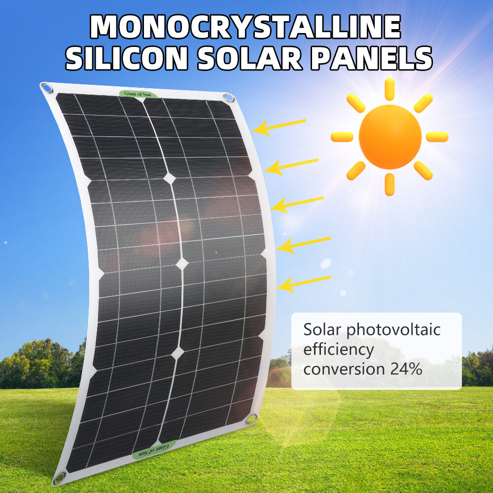 100 200W Flexible Solar Panel Mono 12V Home RV Boat Camping Power Battery Charge