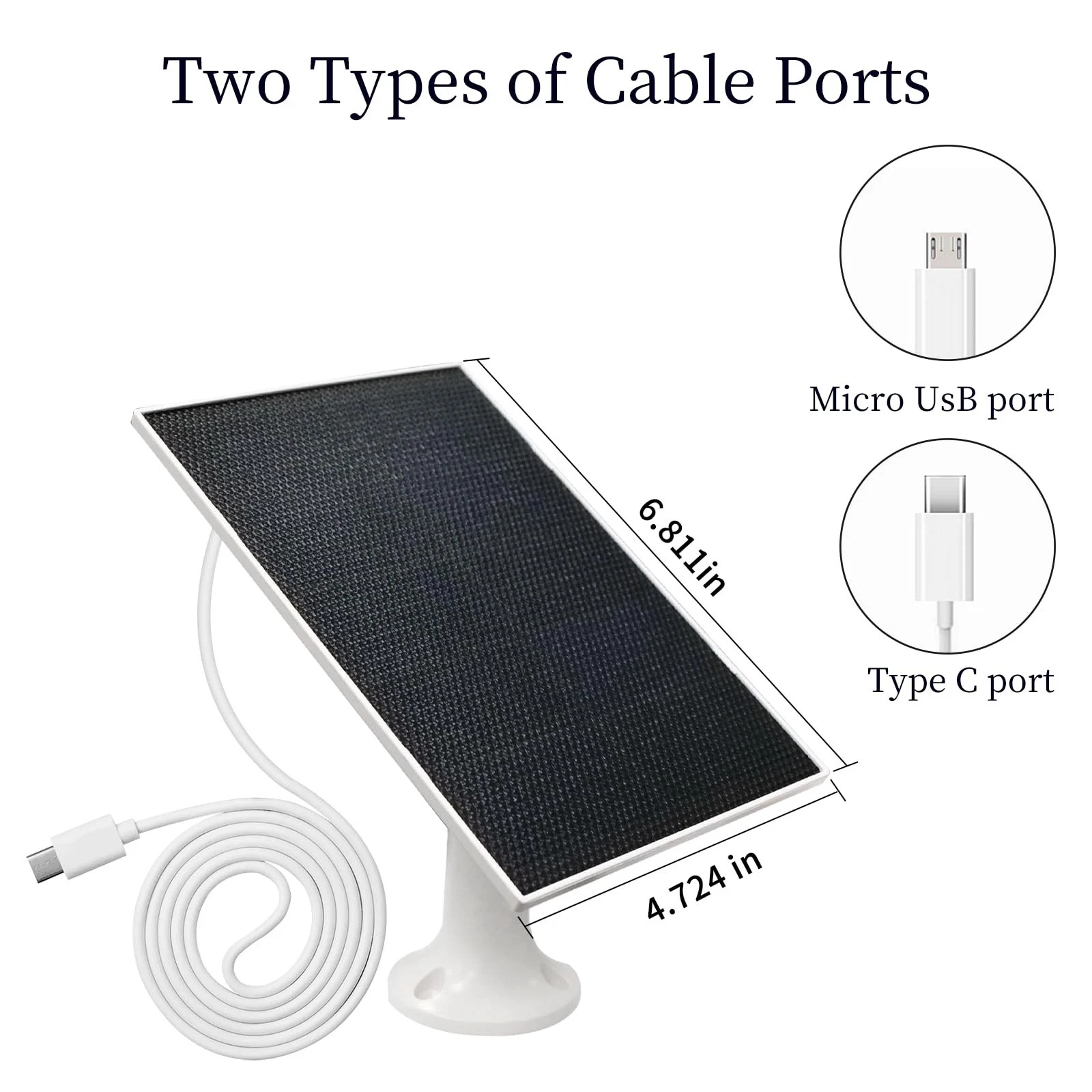 4W Solar Panel Charger for Security Camera Type-C & Micro USB Weatherproof