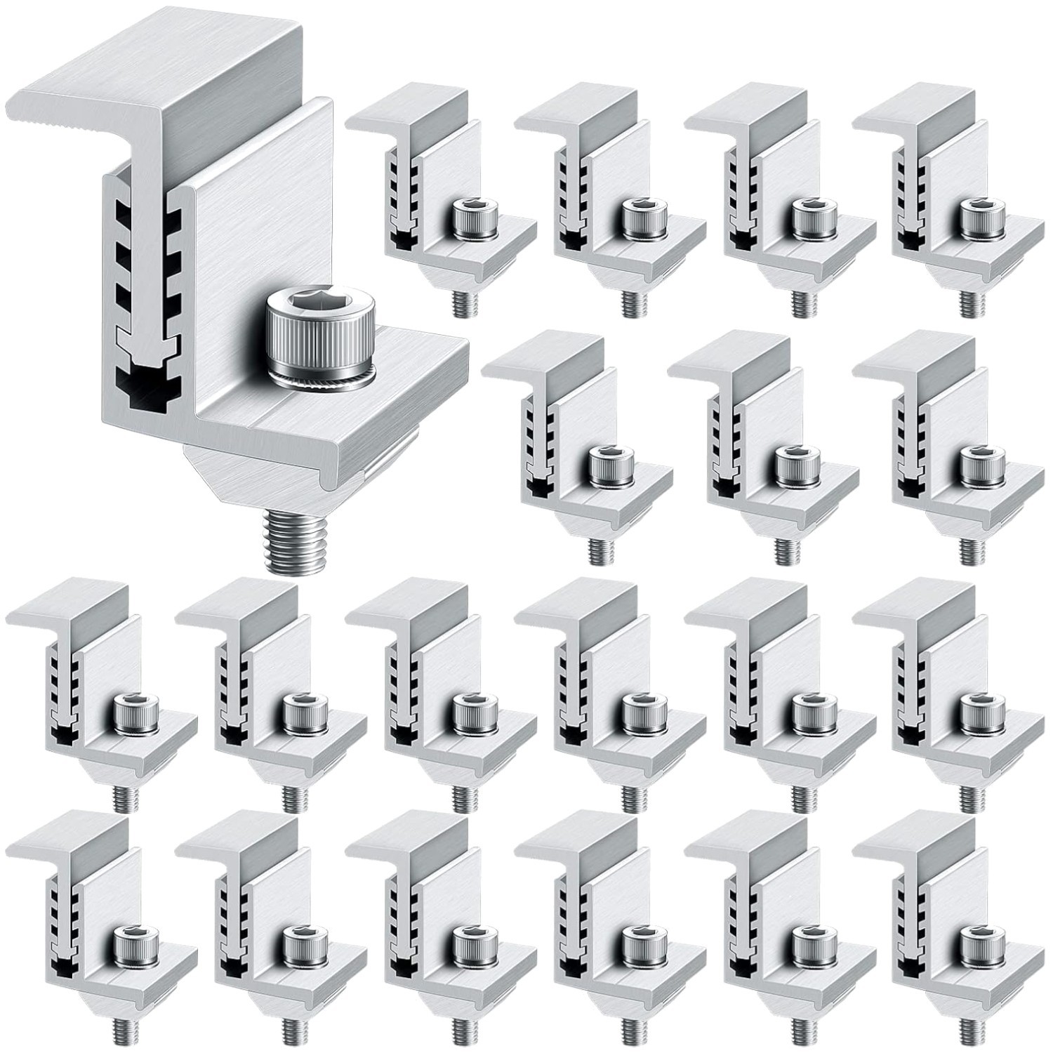 Aluminum End Clamps for Panel Installation – 20 Pack