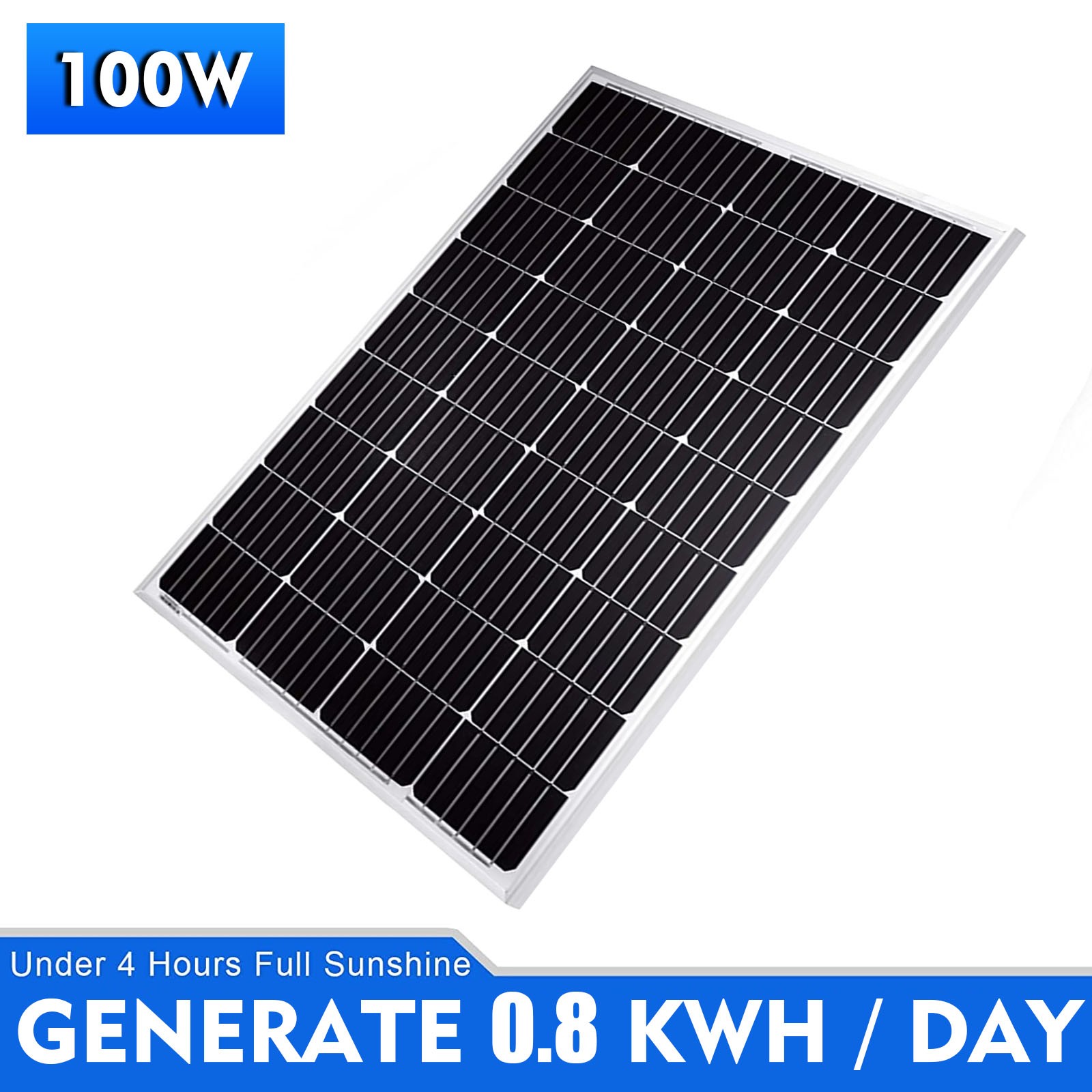 400W Solar Panel 12V PV 100Watt Monocrystalline Home RV Roof Shed Back-up Power