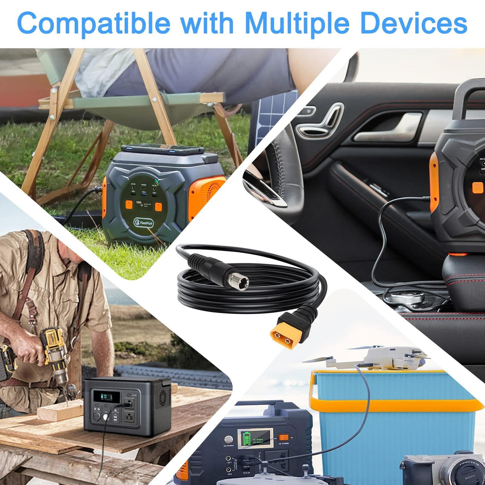 XMSJSIY XT60 to 8mm Adapter Cable Bullet Connector 14AWG DC 8020 Power Adapte…
