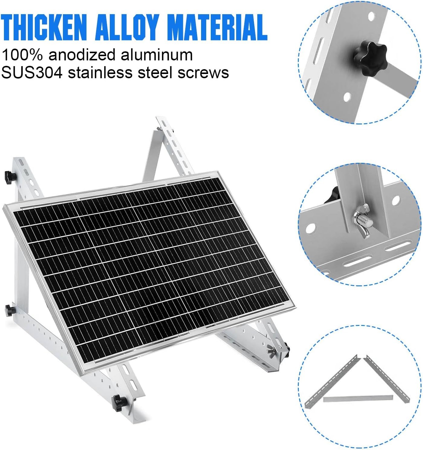 Solar Panel Mount Brackets, 2 Sets 45 Inch Adjustable with Foldable Tilt Legs, S