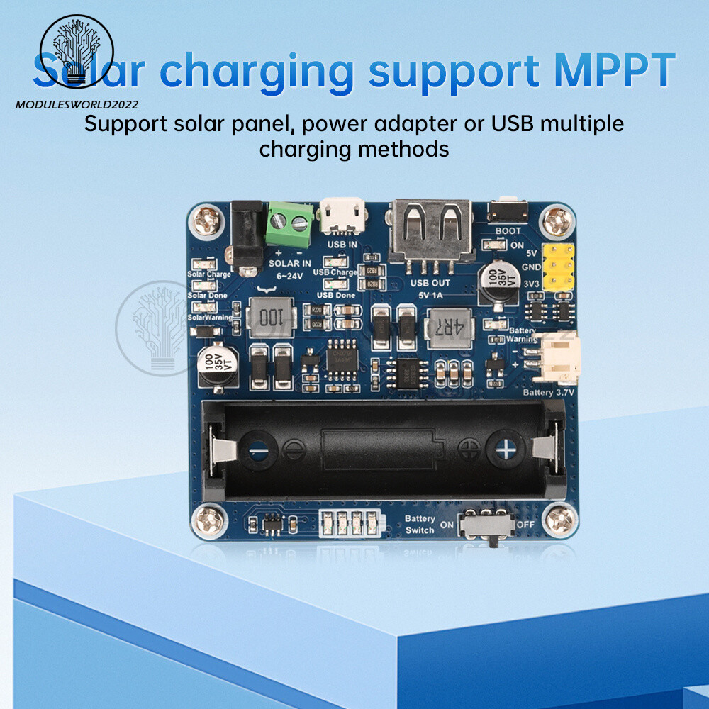 Power Manager Module for 6V~24V Solar Panel Support MPPT USB Battery Charging