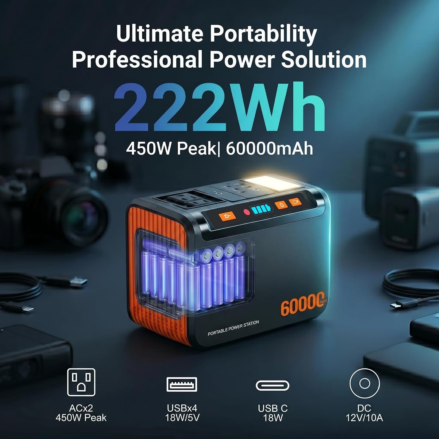 250W Portable Power Station 222Wh Battery With 40W Solar Panel AC 110V Outlet