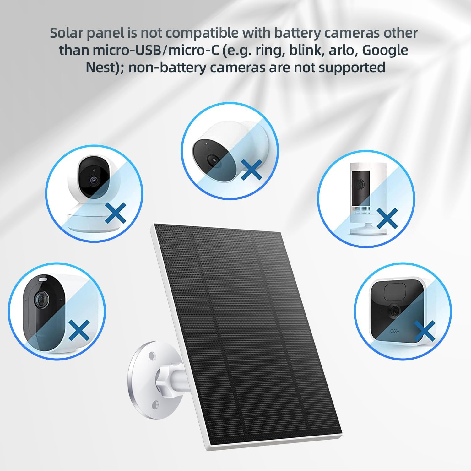 5W Solar Panel for Security Camera, Solar Panel with Micro USB & USB-C Port for