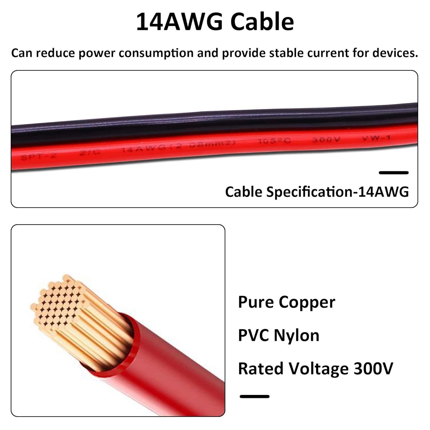 Connector to DC7909 8mm Adapter 14 AWG Extension Cable with DC7909 to DC5525/DC8