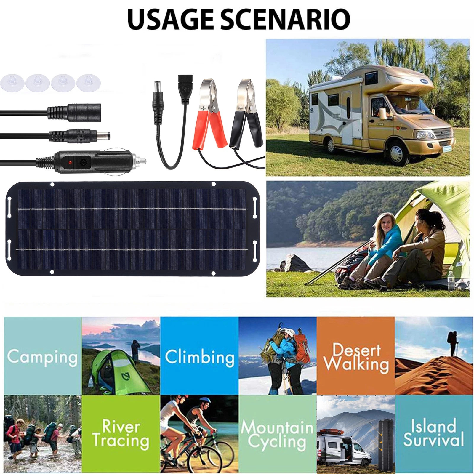 3PCS 30W Solar Panel Kit 12V Trickle Battery Outdoor Charger Maintainer Boat Car