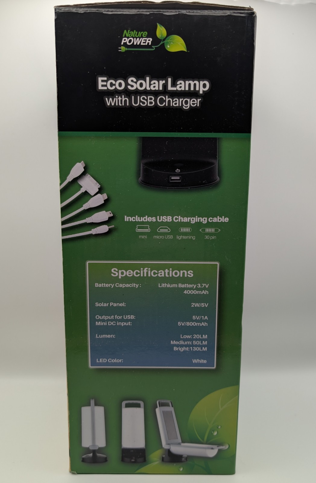 Eco Solar Lamp With USB Charger – 5V/1A Output – Lithium 3.7V 4000mAh – Camping